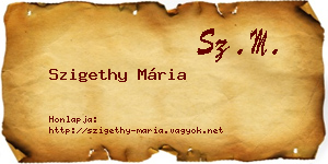 Szigethy Mária névjegykártya