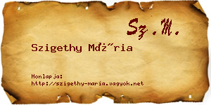 Szigethy Mária névjegykártya