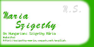 maria szigethy business card
